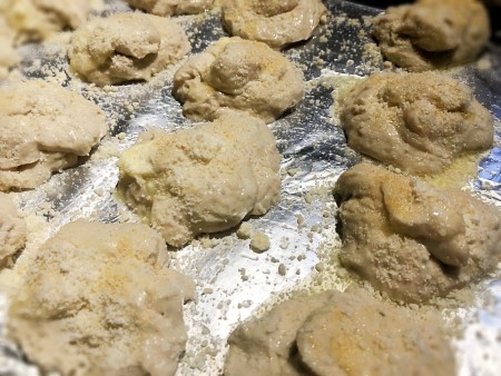 Garlic Parmesan sprinkled on Bread Puffs