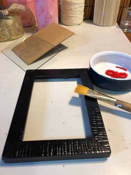 Valentine's Day Picture Frame - remove glass and backing from the frame