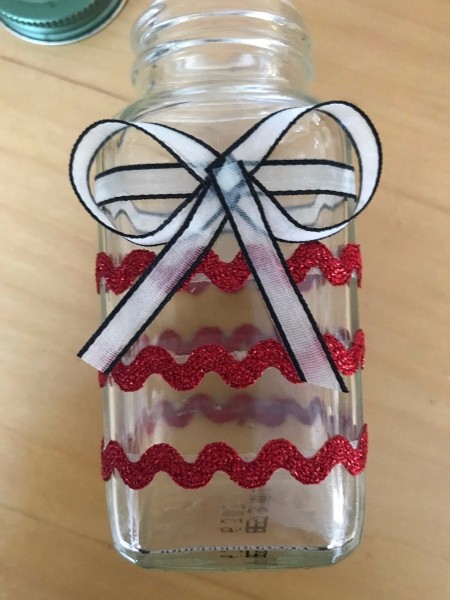 Heart Sticks Valentine's Day Arrangement - wrap a piece of the white ribbon around the jar above the red and attach the bow