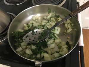 Stir Fried Bok Choy in pan