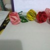 A collection of roses made from Styrofoam egg cartons.
