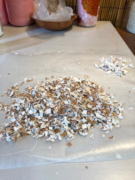 Recycled Eggshell Vase - crush egg shells into small pieces