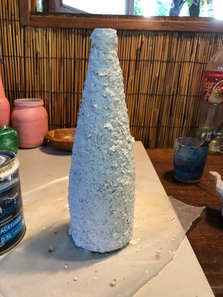 Recycled Eggshell Vase - second layer of paint applies, allow to dry