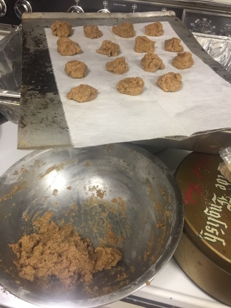 Banana PB Cookie dough on baking tray