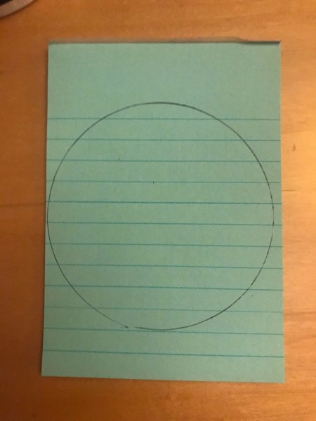 Monogram Gift Bag - circle traced on a lined teal note pad