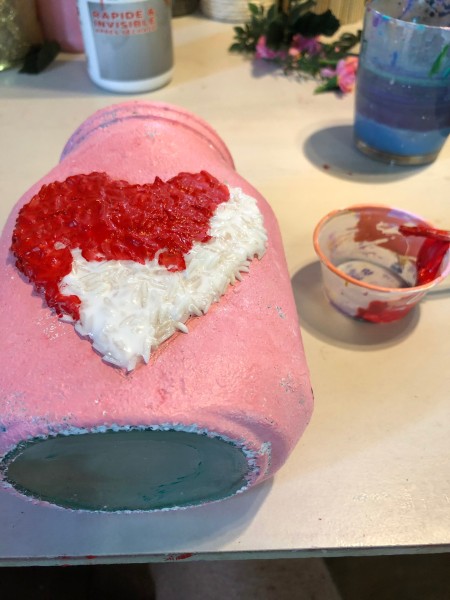 Valentine's Day Candy Jar - paint the rice red