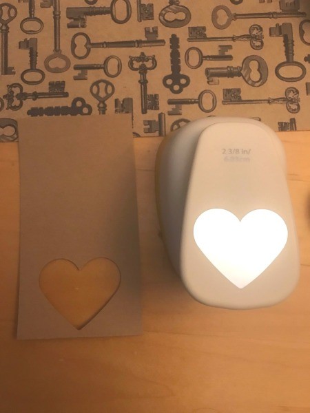 Simple Heart Garland - punch next to cardstock rectangle with heart cut out