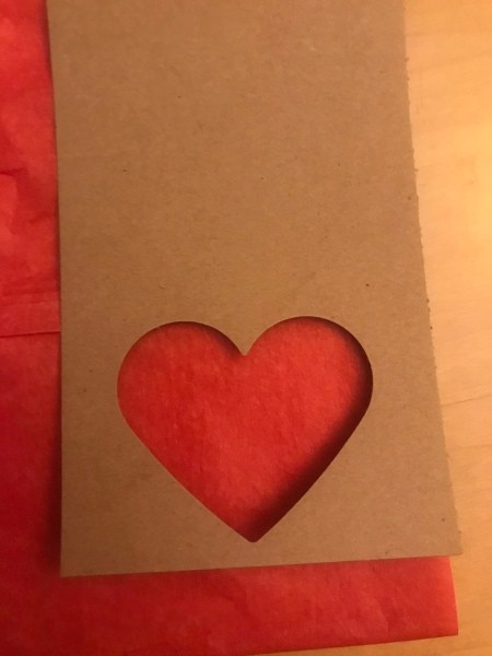 Simple Heart Garland - heart shape laying over the tissue to determine size of tissue needed