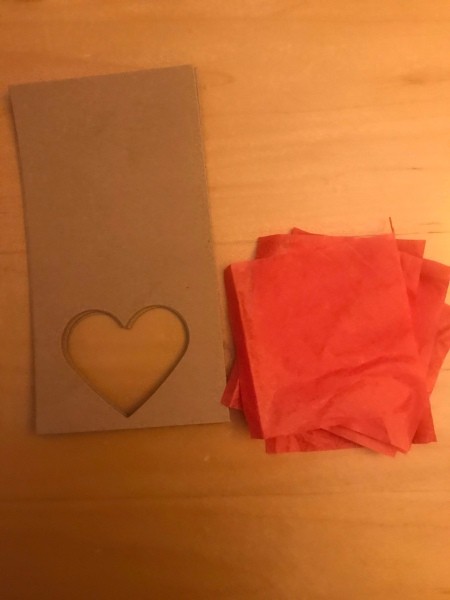 Simple Heart Garland - stack of red tissue squares
