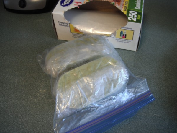 Wrapped single servings of guacamole in a zip top bag.