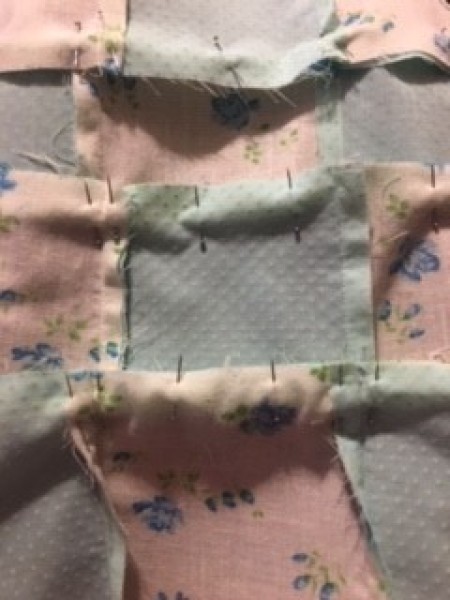 Keepsake Fabric Boxes - rows pinned together