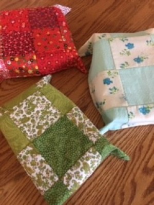 Keepsake Fabric Boxes - the bottom side showing the patchwork