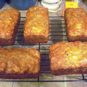 baked Banana Nut Bread loaves on rack