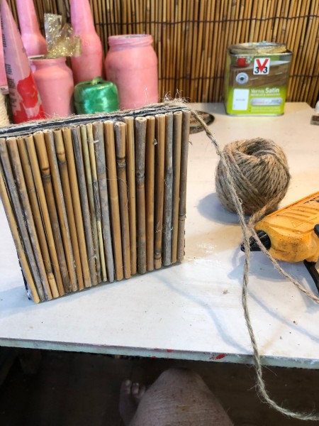 Bamboo Decorative Box - glue jute around on the inside of the base