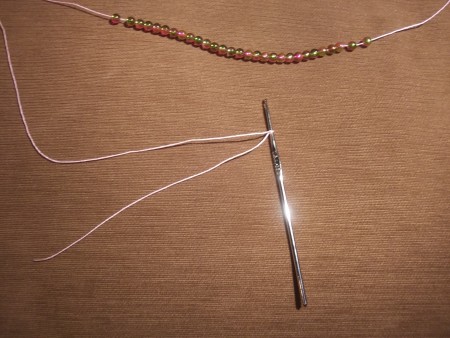 Crocheted Bead Necklace - hook, thread, and the beaded thread