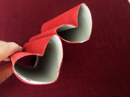 Heart-Shaped Toy Binoculars - hot glue the two hearts side by side