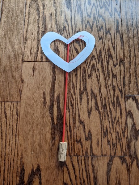 Paper Heart Display - open center heart on dowel