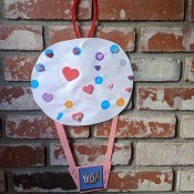 Hot Air Balloon Happy Valentine's Day Hanging Art - hanging on brick fireplace