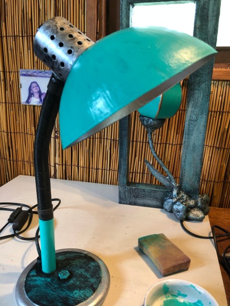 Refurbishing An Old Lamp - sponge some of the third color on the base