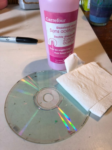 CD Butterfly Decorations - clean both sides of the CD with non-acetone nail polish remover