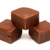 Squares of fudge on a white background.