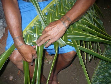Coconut Leaf Panels - begin weaving