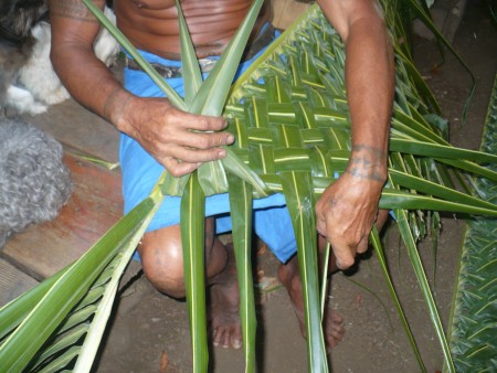 Coconut Leaf Panels - continuing weaving process