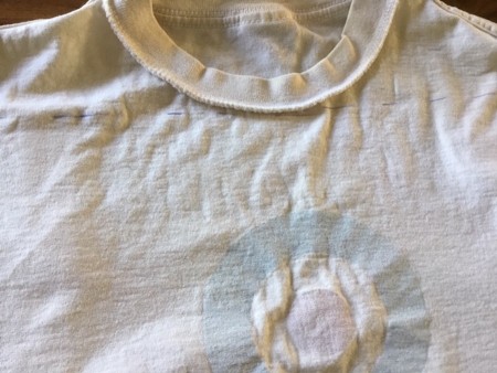 Making a Bag from a T-shirt - draw a line below the neck and shoulder area