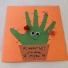 Valentine's Handprint Cactus Card - finished card with foam heart stickers added too