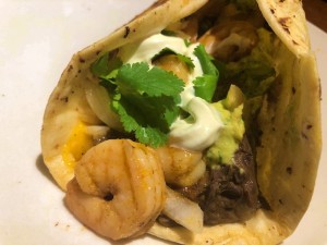 finished Shrimp Taco with Avocado Cream Sauce