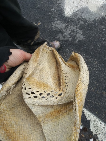 Fixing a Crushed Straw Cowboy Hat - smashed hat