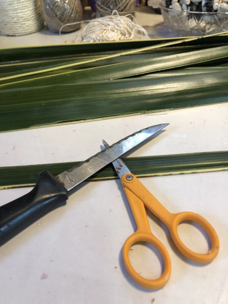 Making Woven Coconut Leaf Shrimp - supplies