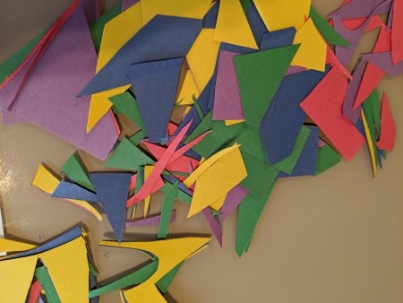 Paper Mosaic Art for Kids - bits of construction paper for the mosaic