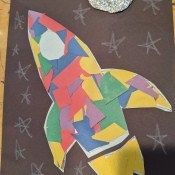 Paper Mosaic Art for Kids - stars and moon added