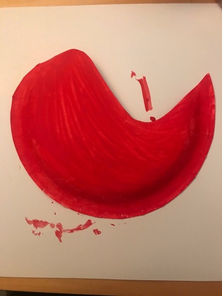 Valentine's Bird Card Holder - paint the back side of the cut plate, red and allow to dry