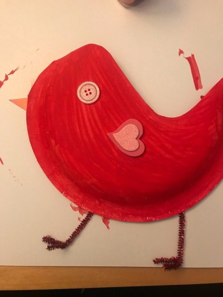 Valentine's Bird Card Holder - button eye