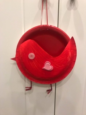 Valentine's Bird Card Holder - punch holes, thread with ribbon and it is ready to hang