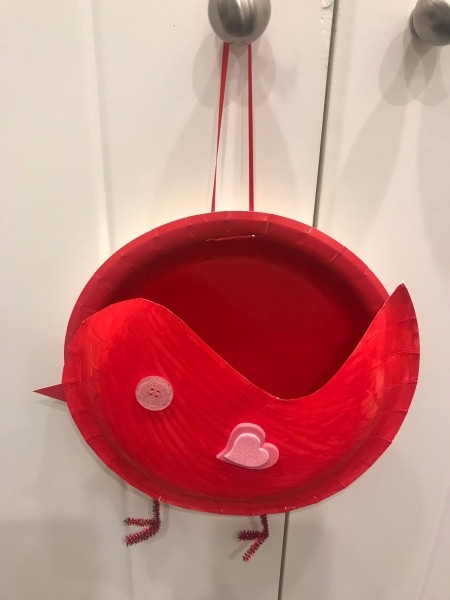 Valentine's Bird Card Holder - closeup of card holder