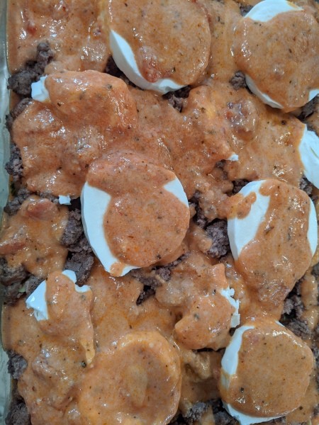 sauce on Beef and Spinach Lasagna