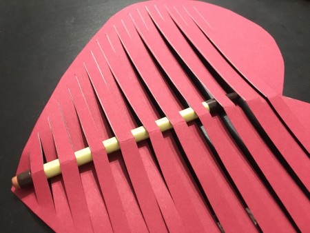 3D Pop-Up Heart Card - use a pencil to separate the cut lines weaving over and under