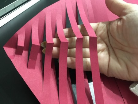 3D Pop-Up Heart Card - fold upper strips the opposite way from the lower ones