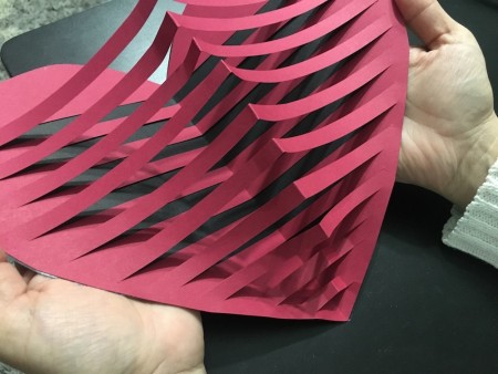 3D Pop-Up Heart Card - glue to the black heart, optional step is to glue the downward folded strips to the black heart