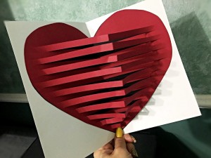 3D Pop-Up Heart Card - open card with 3-D heart