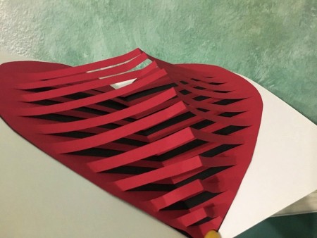 3D Pop-Up Heart Card - glue to the folded white paper and write a message on the outside