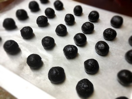 truffle balls on paper sheet