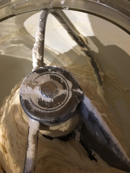 kneading dough in mixer