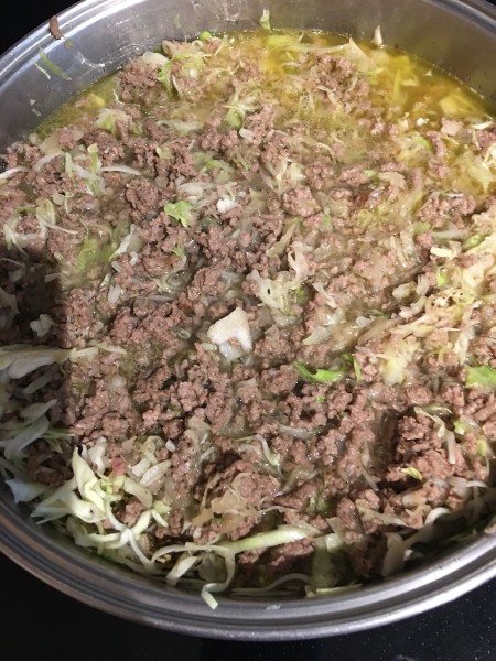 Krautburger filling in pan