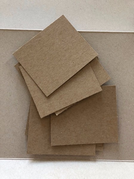 Handmade Valentine's Day Cards - cut cardboard into squares