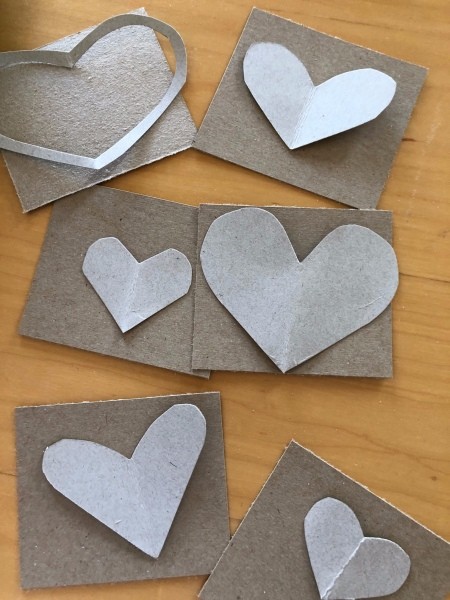 Handmade Valentine's Day Cards - cut out heart shapes and outlines from the other cereal box