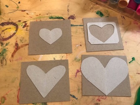 Handmade Valentine's Day Cards - sample of heart shapes glued down